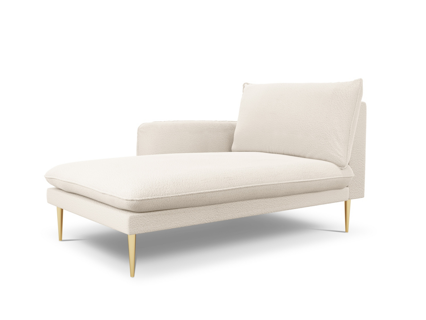 Cosmopolitan Design vasenkätinen bouclé-divaani, "Vienna", 1-istuttava, 110 × 170 × 95 cm, Ascot, kullanväriset metallijalat