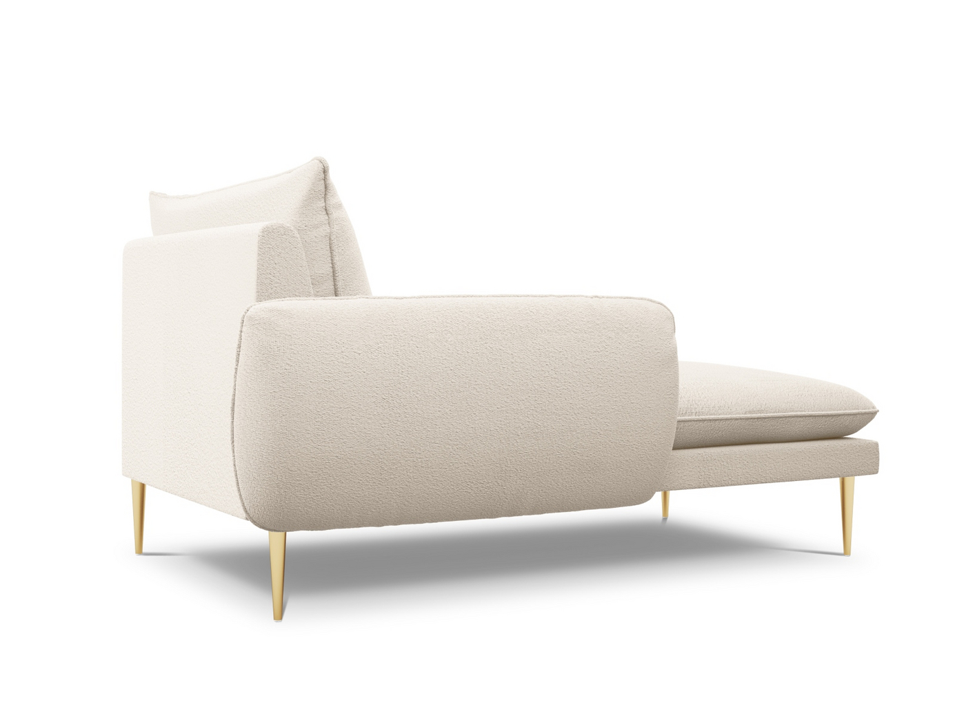 Cosmopolitan Design vasenkätinen bouclé-divaani, "Vienna", 1-istuttava, 110 × 170 × 95 cm, Ascot, kullanväriset metallijalat