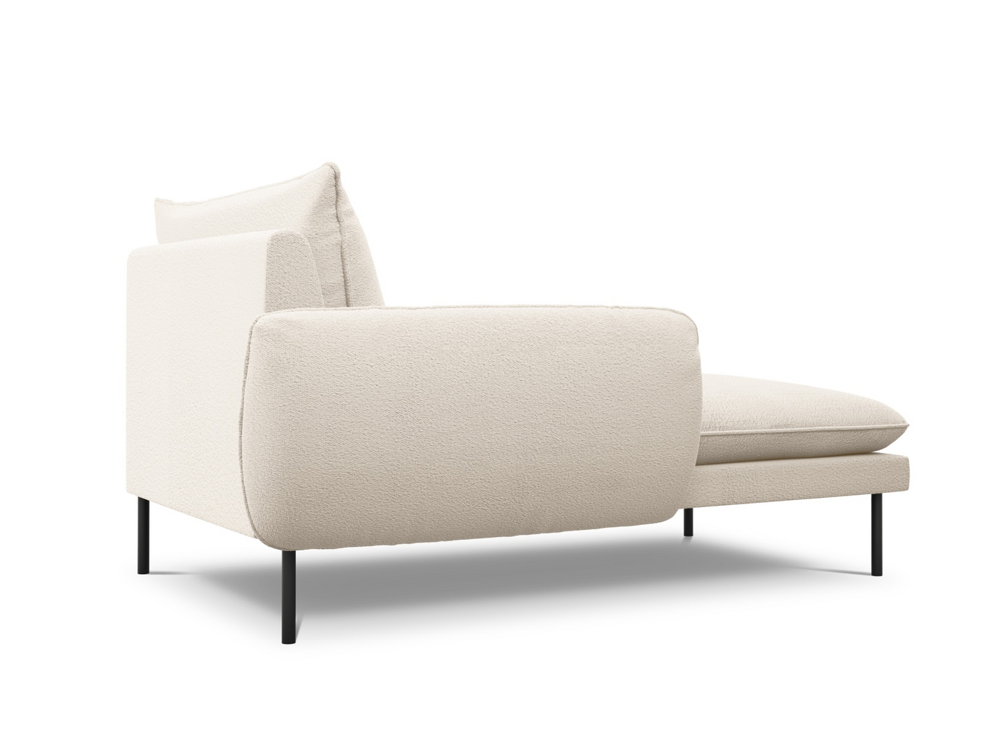Cosmopolitan Design vasenkätinen bouclé-divaani, "Vienna", 1-istuttava, 110 × 170 × 95 cm, Ascot, mustat metallijalat