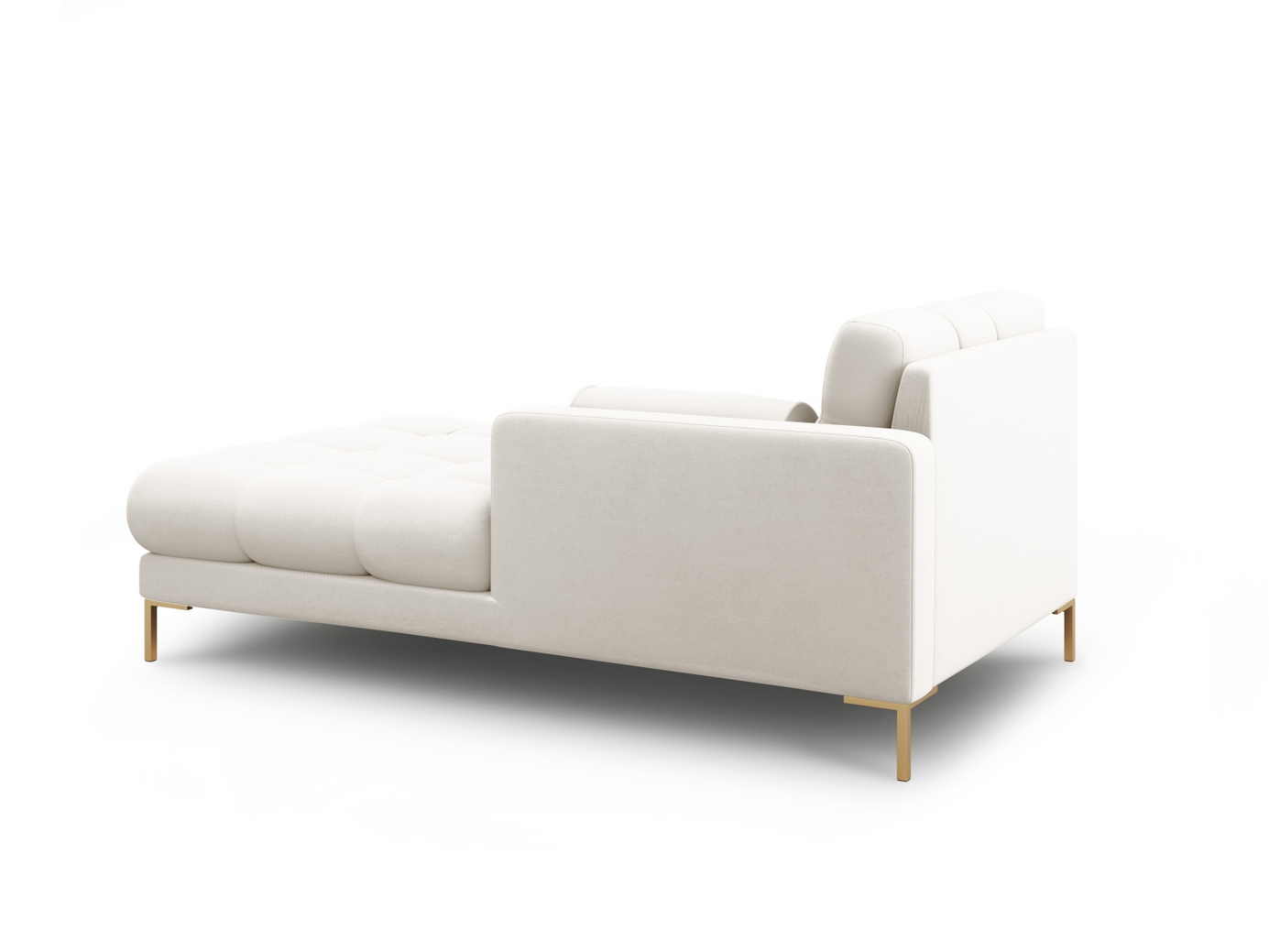 Cosmopolitan Design oikeakätinen divaani, "Bali", 1-istuttava, 102 × 185 × 75 cm, Neve, kullanväriset metallijalat