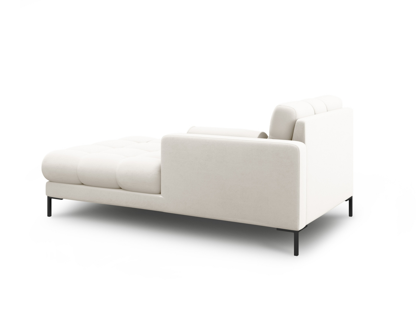 Cosmopolitan Design oikeakätinen divaani, "Bali", 1-istuttava, 102 × 185 × 75 cm, Neve, mustat metallijalat