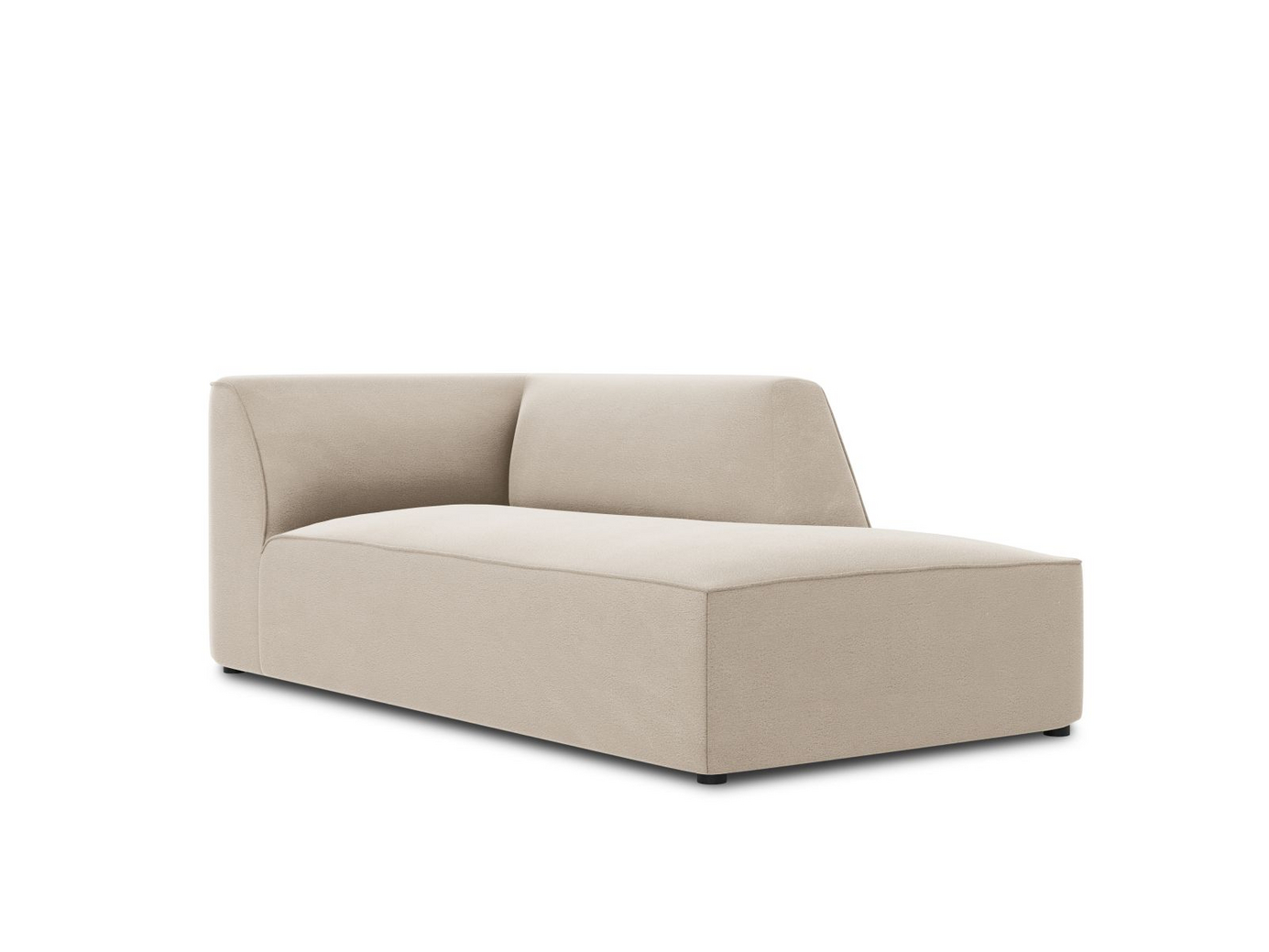 Cosmopolitan Design oikeakätinen samettidivaani, "Siena", 1-istuttava, 93 × 181 × 69 cm, Salvador, mustat muovijalat