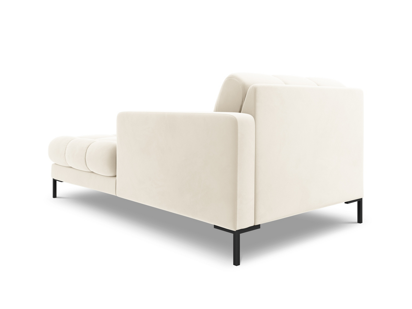 Cosmopolitan Design oikeakätinen samettidivaani, "Bali", 1-istuttava, 102 × 185 × 75 cm, Bluvel, mustat metallijalat