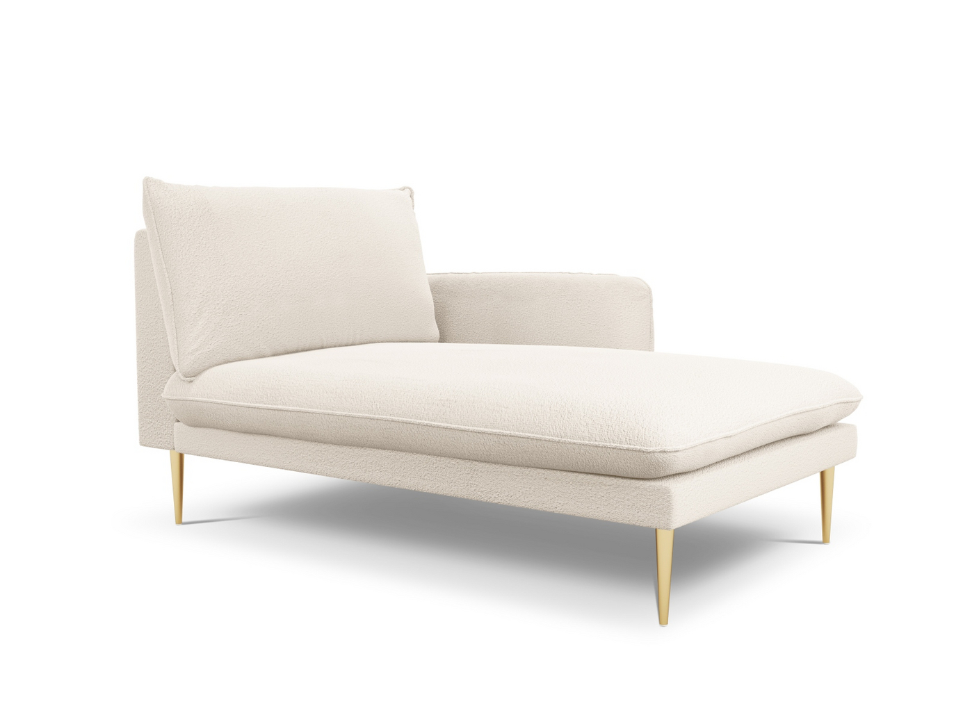 Cosmopolitan Design oikeakätinen bouclé-divaani, "Vienna", 1-istuttava, 110 × 170 × 95 cm, Ascot, kullanväriset metallijalat