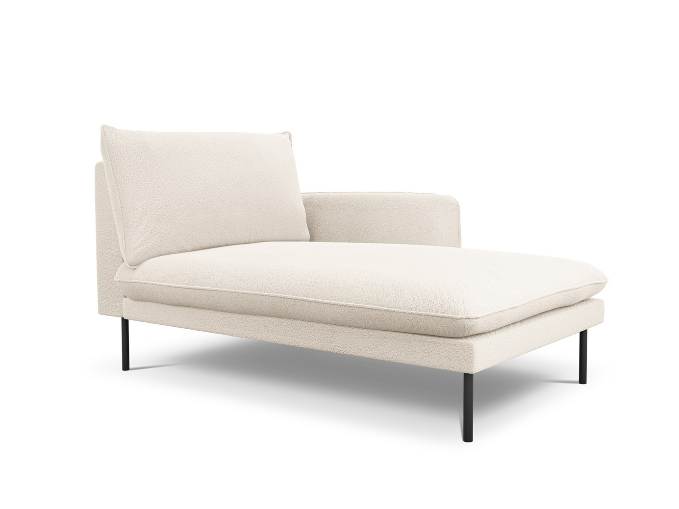 Cosmopolitan Design oikeakätinen bouclé-divaani, "Vienna", 1-istuttava, 110 × 170 × 95 cm, Ascot, mustat metallijalat