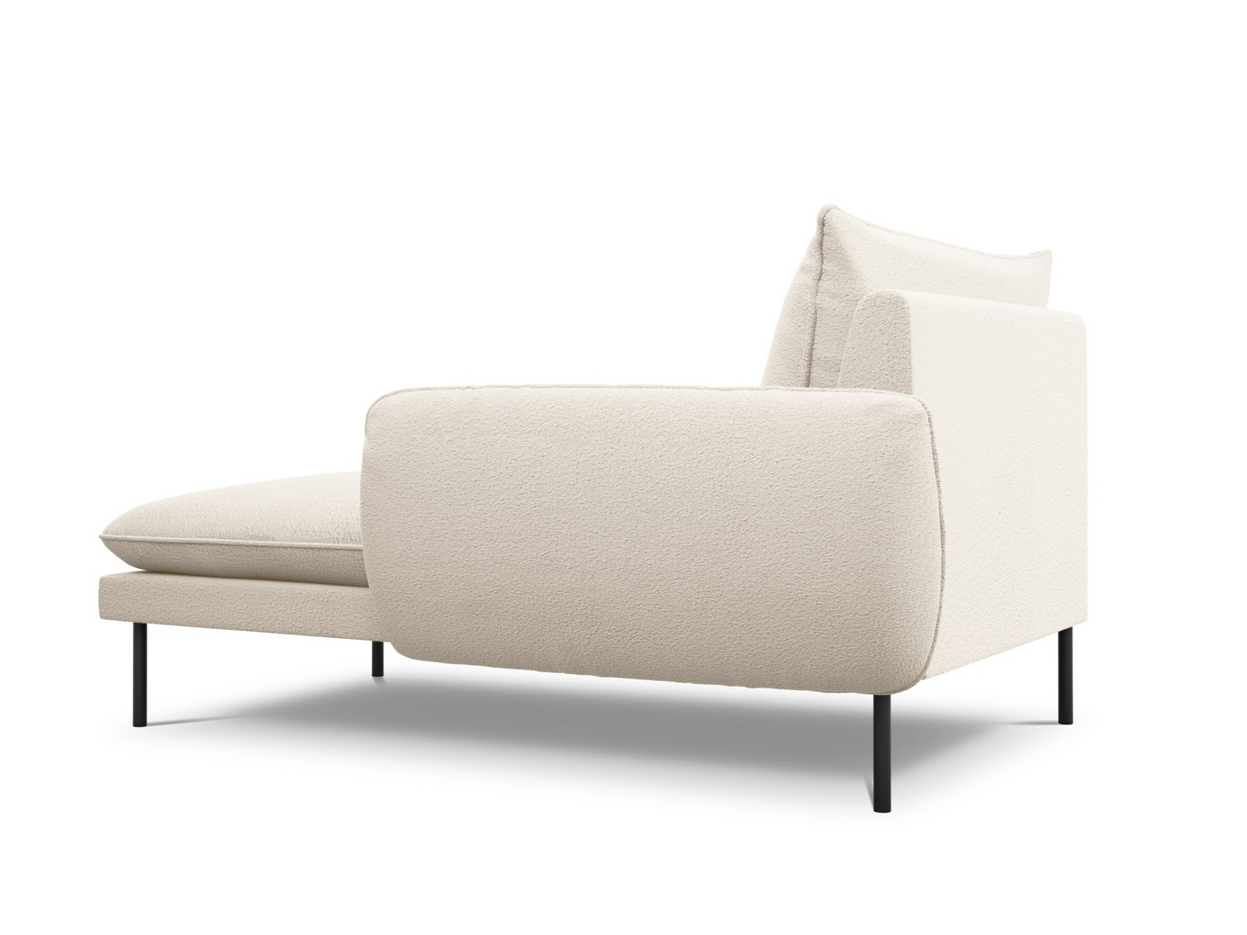 Cosmopolitan Design oikeakätinen bouclé-divaani, "Vienna", 1-istuttava, 110 × 170 × 95 cm, Ascot, mustat metallijalat