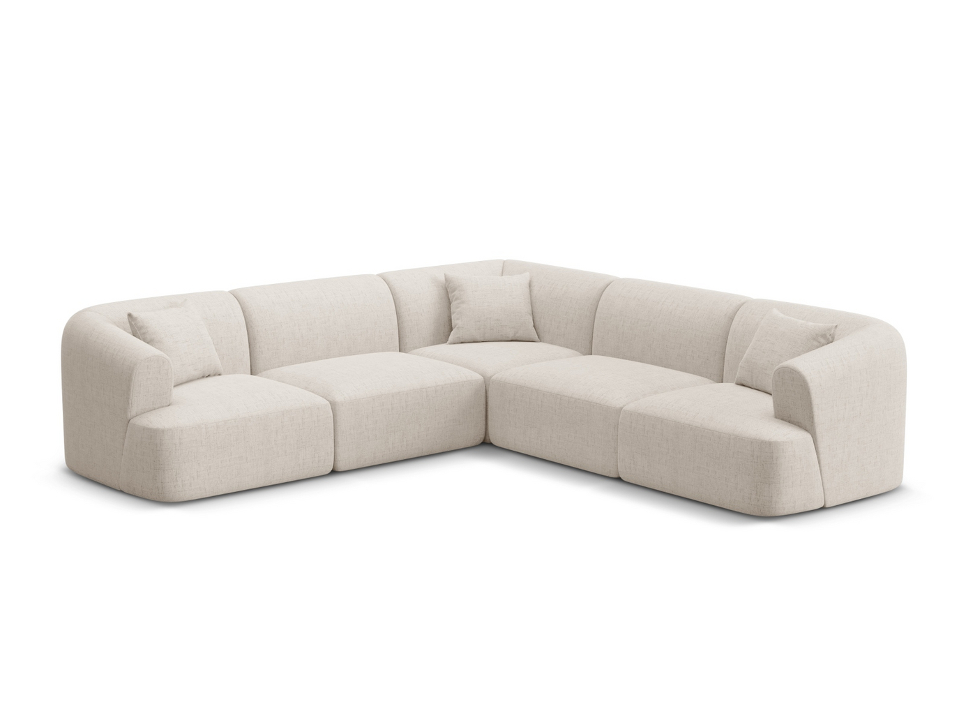 Cosmopolitan Design symmetrinen moduulikulmasohva, "Campi", 6-istuttava, 255 × 255 × 70 cm, Moly, mustat muovijalat
