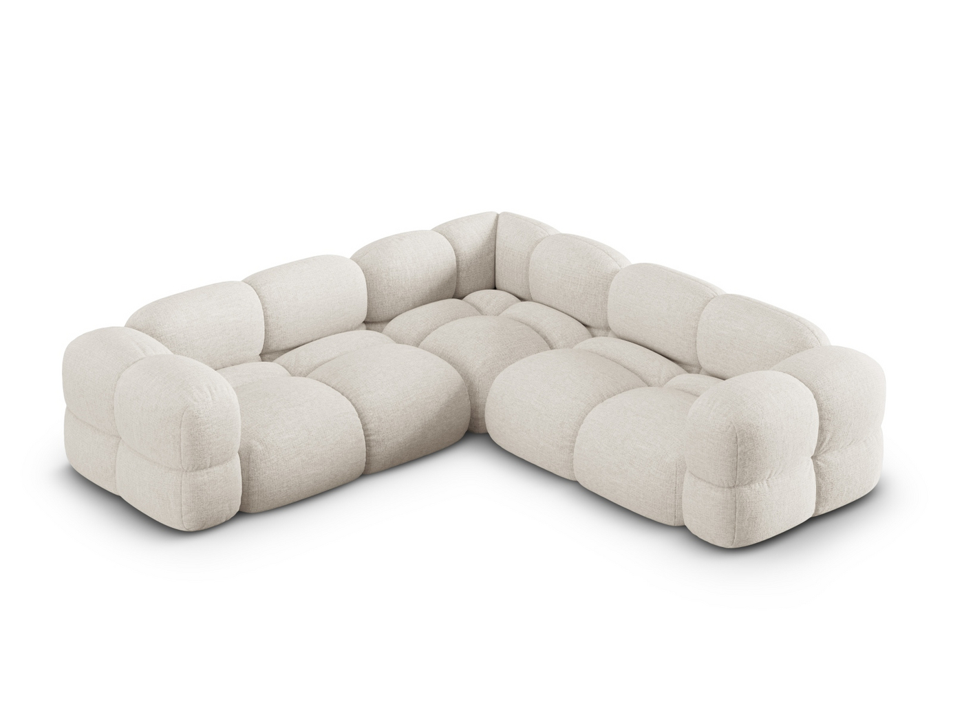 Cosmopolitan Design symmetrinen kulmasohva, "Loretto", 4-istuttava, 250 × 250 × 68 cm, Sorella, mustat muovijalat