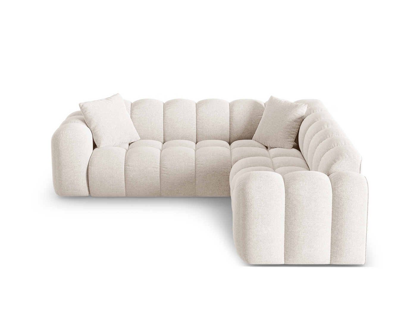Cosmopolitan Design symmetrinen kulmasohva, "Treno", 3-istuttava, 240 × 240 × 70 cm, Eden 10, mustat muovijalat