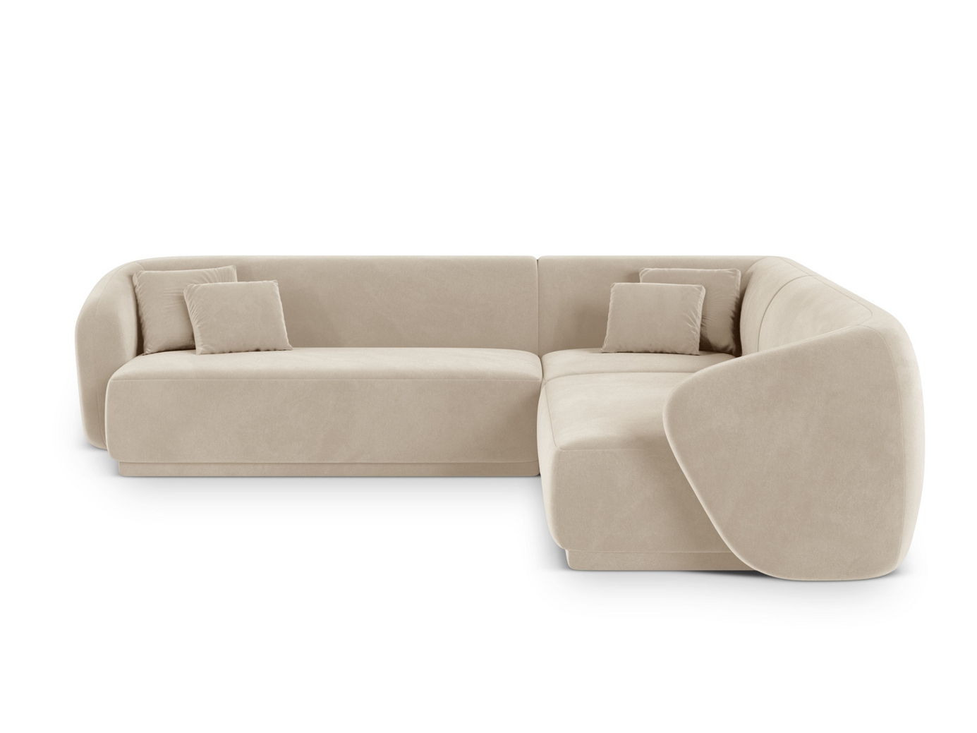 Cosmopolitan Design symmetrinen samettikulmasohva, "Gomera", 5-istuttava, 256 × 256 × 74 cm, Salvador, mustat muovijalat