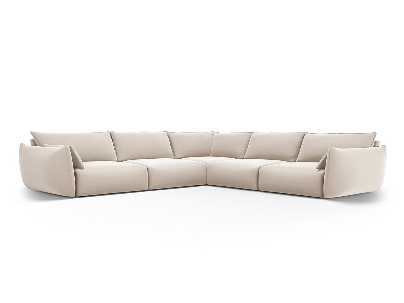 Cosmopolitan Design symmetrinen samettikulmasohva, "Matera", 7-istuttava, 286 × 286 × 85 cm, Salvador, mustat muovijalat