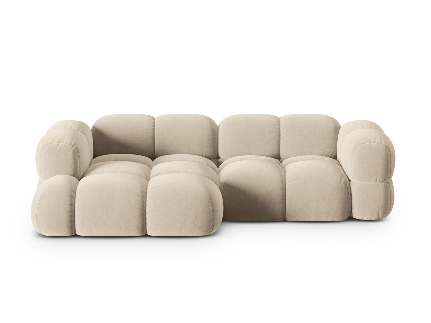 Cosmopolitan Design vasenkätinen samettikulmasohva, "Loretto", 3-istuttava, 250 × 147 × 68 cm, Vogue, mustat muovijalat