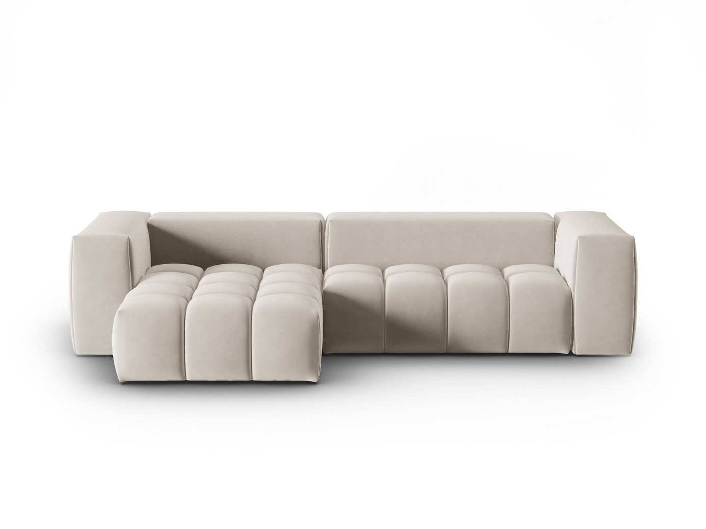 Cosmopolitan Design vasenkätinen samettimoduulikulmasohva, "Verona", 3-istuttava, 260 × 145 × 70 cm, Casino, mustat muovijalat