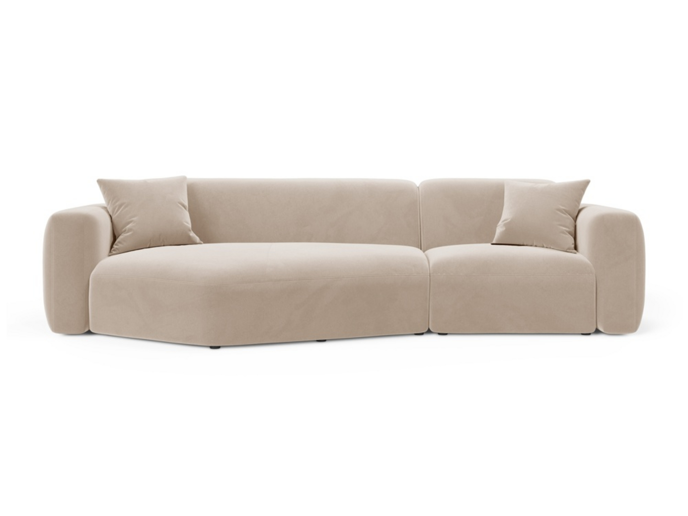 Cosmopolitan Design vasenkätinen samettimoduulikulmasohva, "Strino", 3-istuttava, 308 × 136 × 78 cm, Salvador, mustat muovijalat