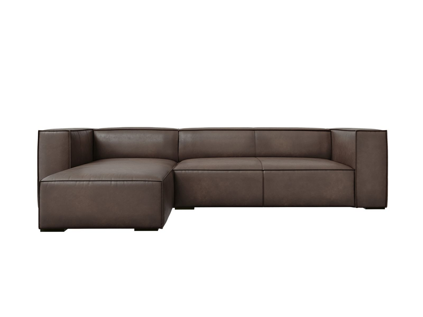 Cosmopolitan Design vasenkätinen nahka kulmasohva, "Turin", 5-istuttava, 290 × 173 × 68 cm, Granada, mustat pyökkijalat