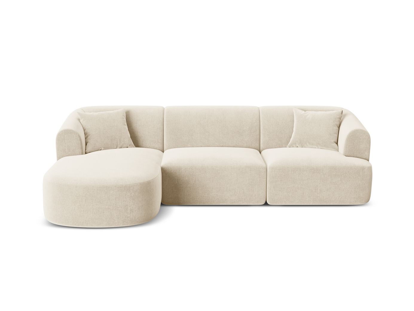 Cosmopolitan Design vasenkätinen samettimoduulikulmasohva, "Campi", 4-istuttava, 256 × 156 × 70 cm, Vogue, mustat muovijalat