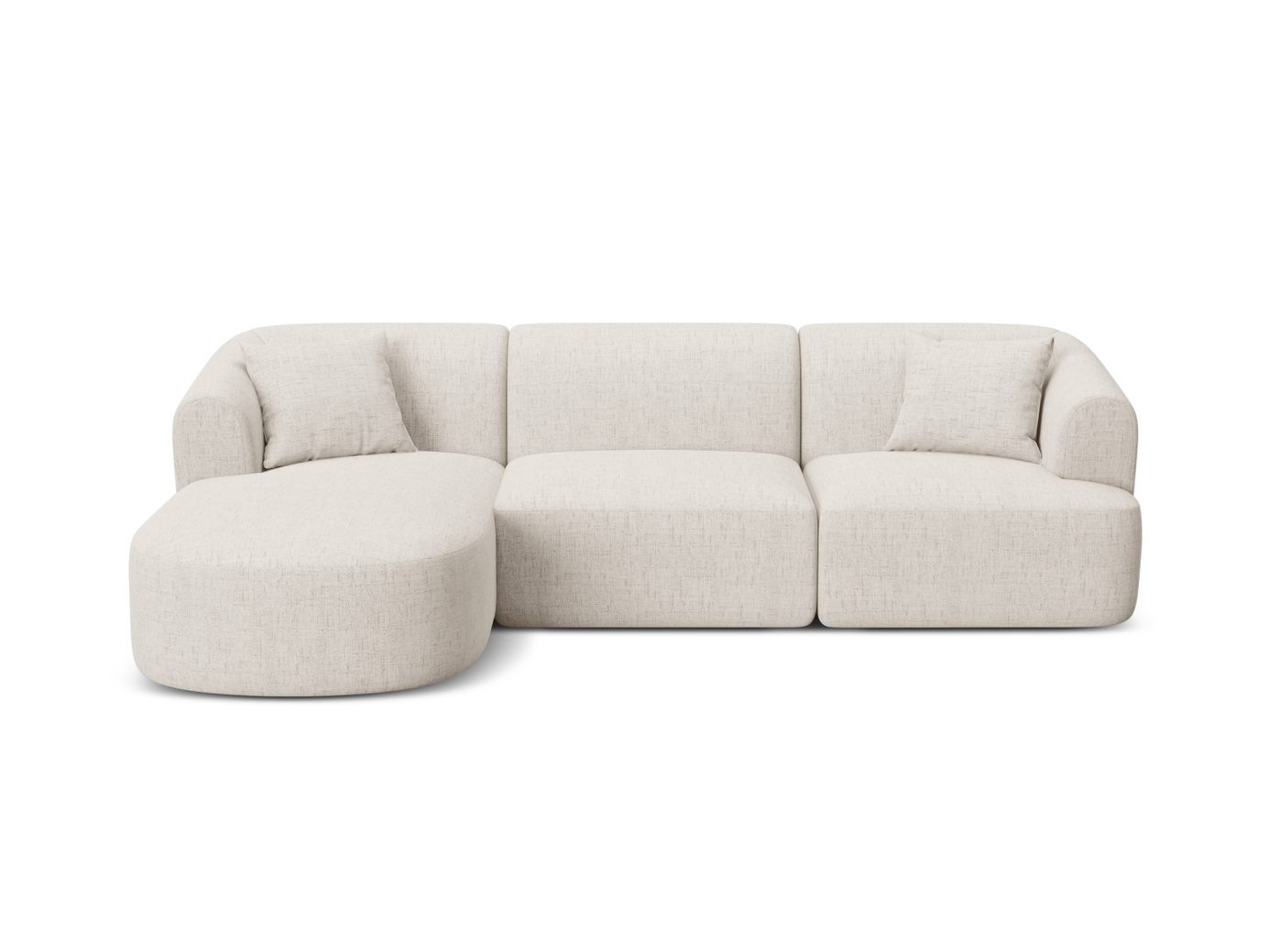 Cosmopolitan Design vasenkätinen moduulikulmasohva, "Campi", 4-istuttava, 256 × 156 × 70 cm, Moly, mustat muovijalat