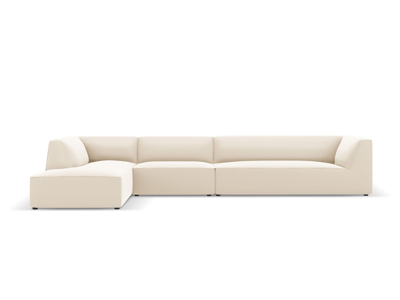 Cosmopolitan Design vasenkätinen keinonahkamoduulikulmasohva, "Siena", 5-istuttava, 366 × 180 × 69 cm, Pacifico, mustat muovijalat