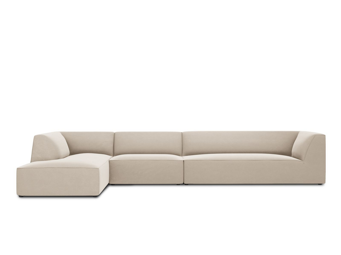 Cosmopolitan Design vasenkätinen samettimoduulikulmasohva, "Siena", 5-istuttava, 366 × 180 × 69 cm, Salvador, mustat muovijalat, Variant LC_L_44