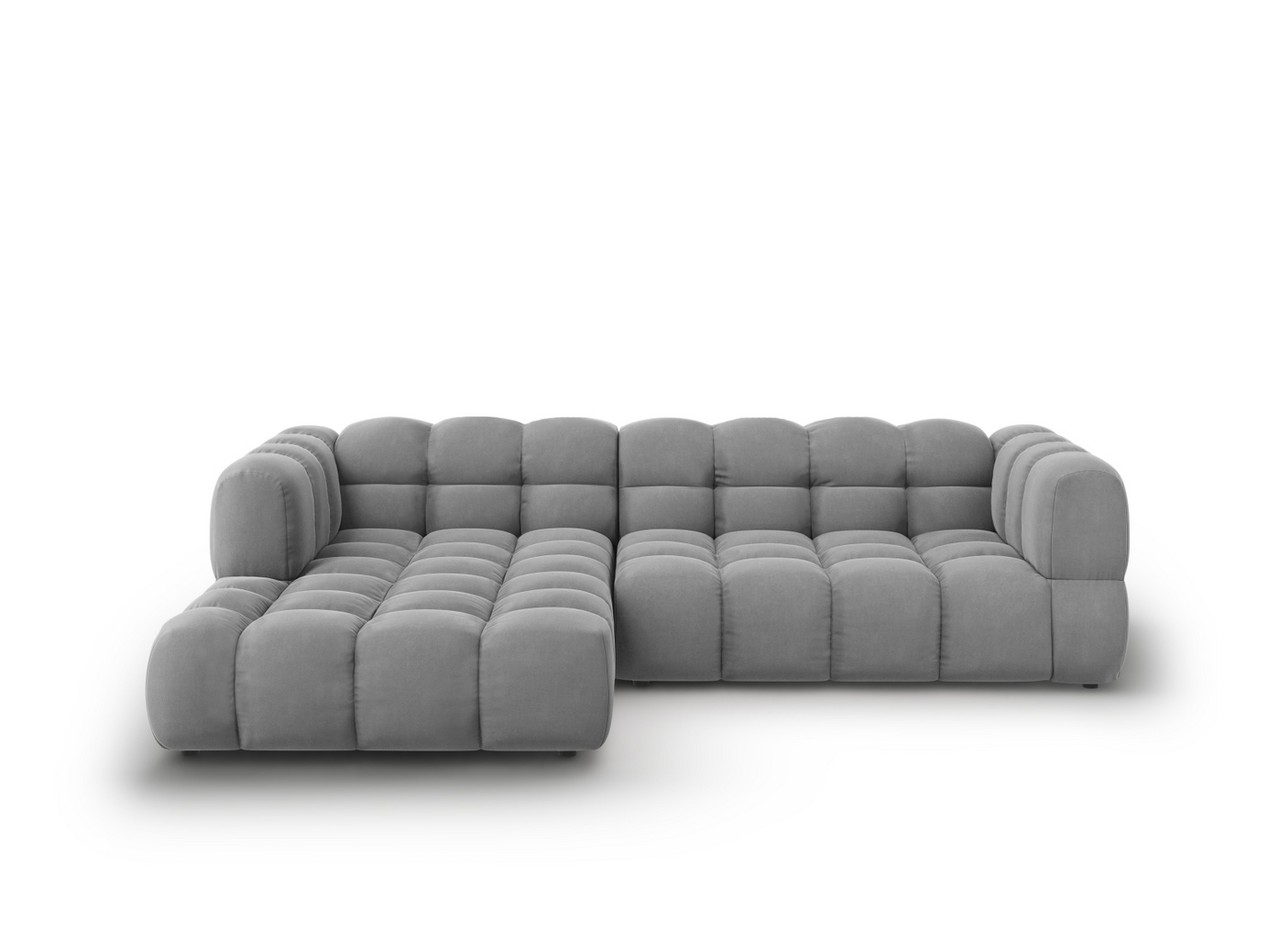 Cosmopolitan Design vasenkätinen samettimoduulikulmasohva, "Sky", 4-istuttava, 272 × 162 × 70 cm, Casino, mustat muovijalat