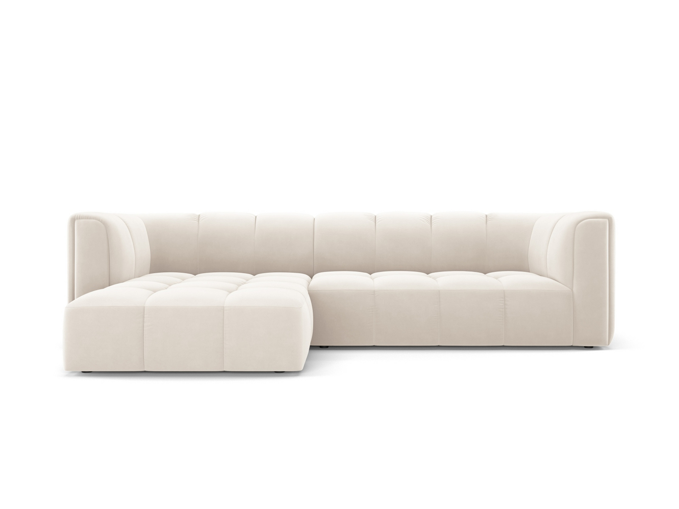Cosmopolitan Design vasenkätinen samettimoduulikulmasohva, "Moritz", 3-istuttava, 256 × 160 × 70 cm, Bluvel, mustat muovijalat