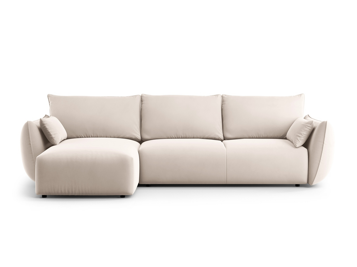 Cosmopolitan Design vasenkätinen samettikulmavuodesohva säilytystilalla, "Matera", 4-istuttava, 253 × 173 × 86 cm, Salvador, mustat muovijalat