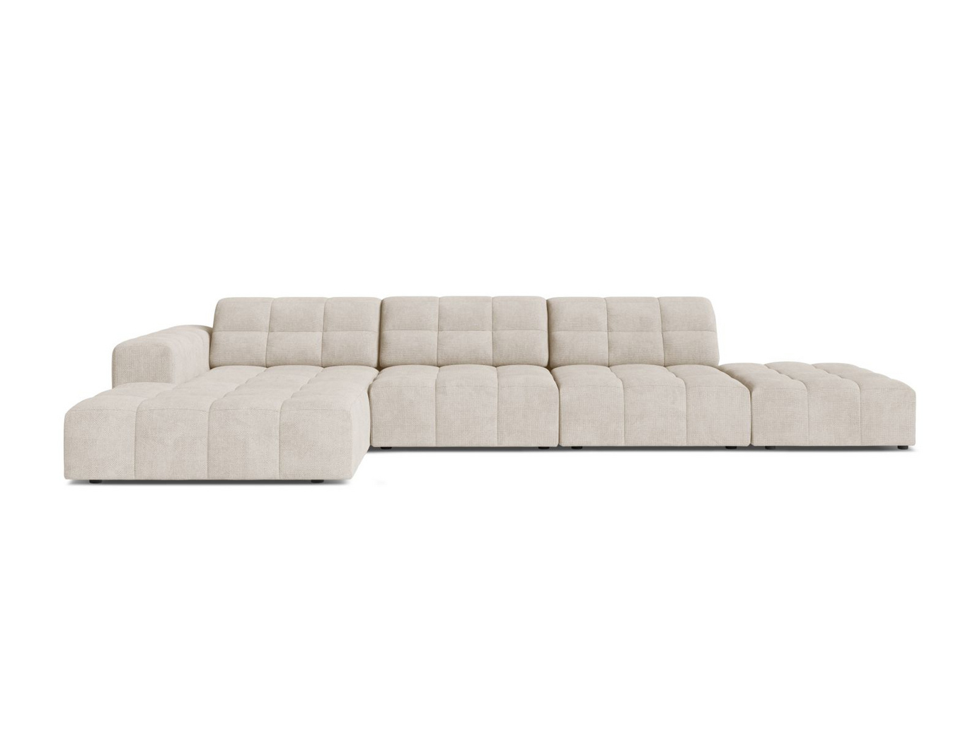 Cosmopolitan Design vasenkätinen kulmasohva, "Chicago", 5-istuttava, 348 × 167 × 78 cm, Eden 10, mustat muovijalat