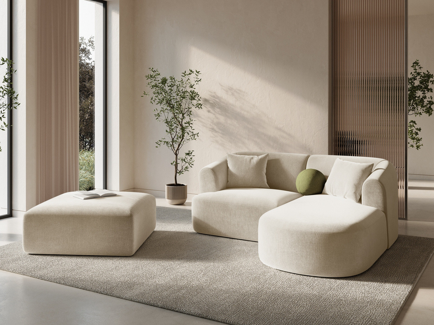 Cosmopolitan Design samettirahi, "Campi", 1-istuttava, 90 × 90 × 40 cm, Vogue, mustat muovijalat