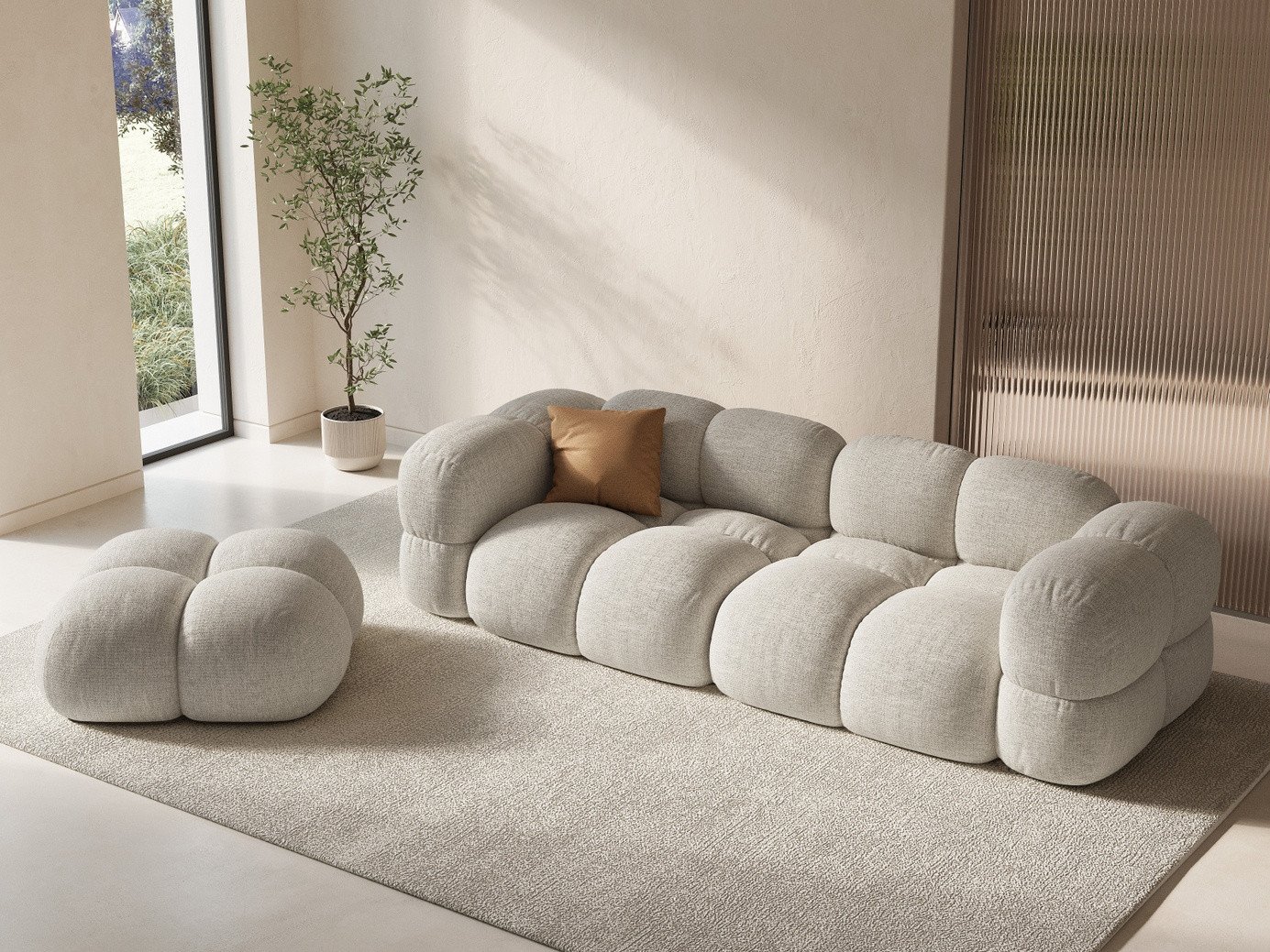 Cosmopolitan Design rahi, "Loretto", 1-istuttava, 90 × 90 × 40 cm, Sorella, mustat muovijalat