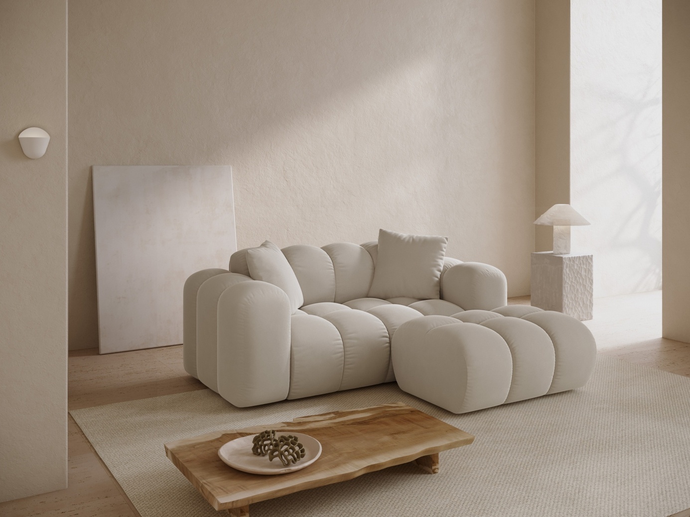 Cosmopolitan Design samettirahi, "Treno", 1-istuttava, 90 × 70 × 42 cm, Bluvel, mustat muovijalat