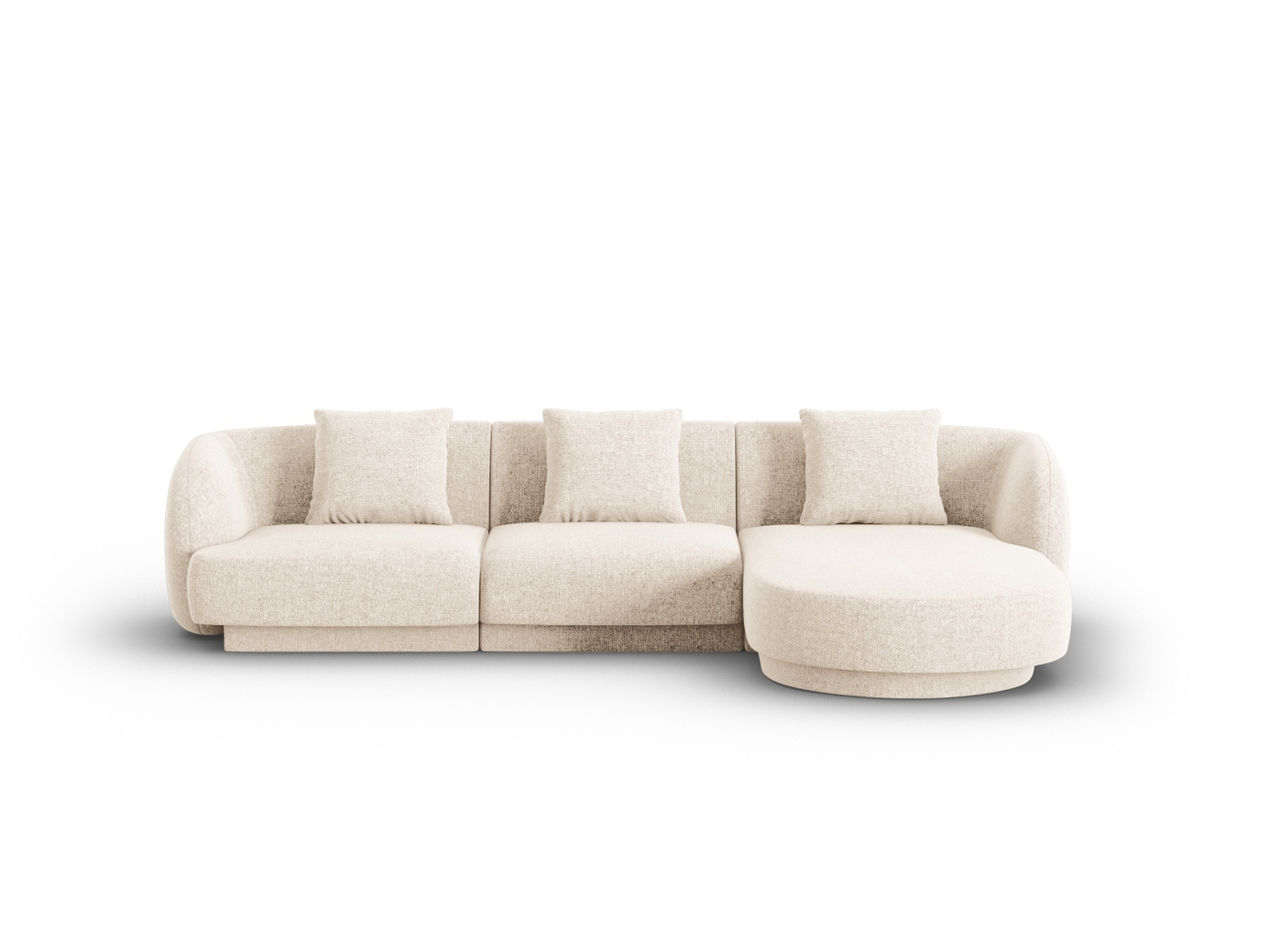 Cosmopolitan Design oikeakätinen kulmasohva, "Tulum", 4-istuttava, 255 × 156 × 70 cm, Haga, mustat muovijalat