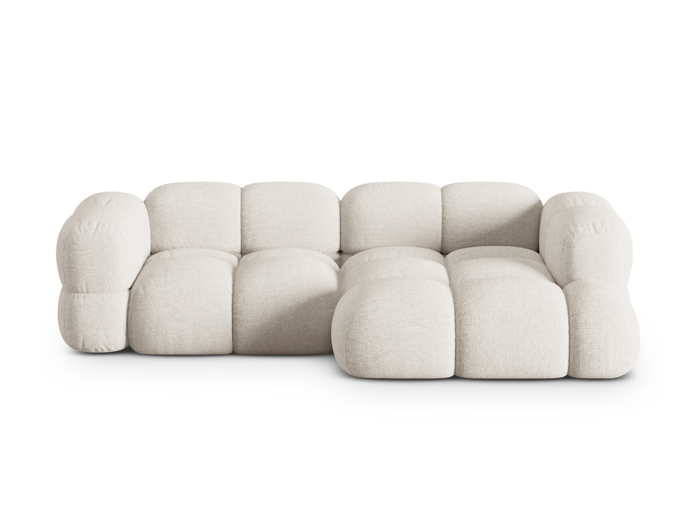 Cosmopolitan Design oikeakätinen kulmasohva, "Loretto", 3-istuttava, 250 × 147 × 68 cm, Sorella, mustat muovijalat