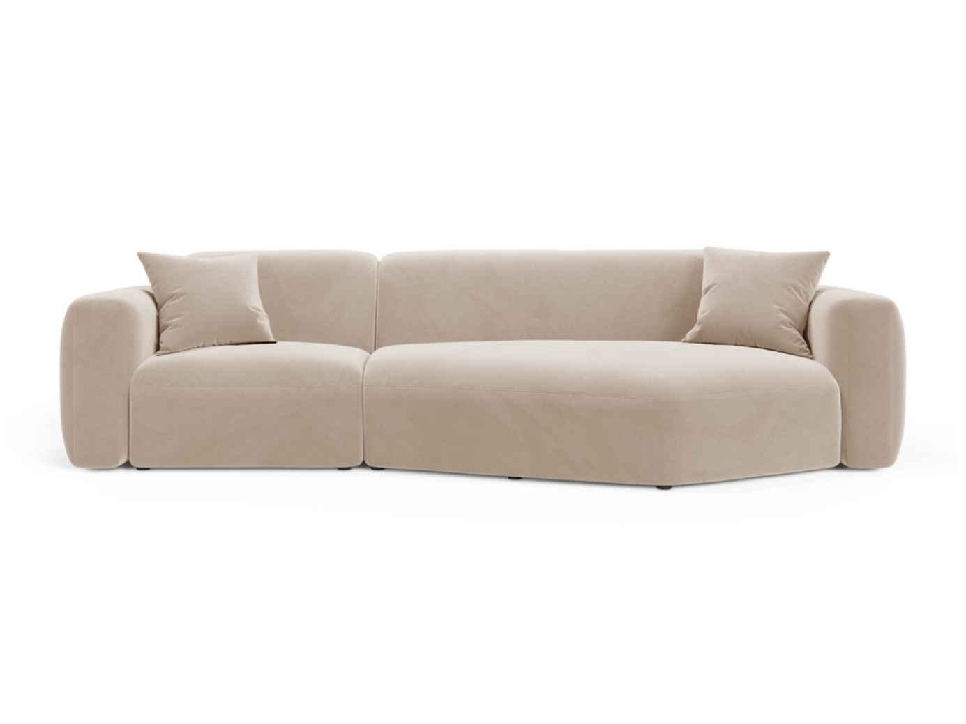 Cosmopolitan Design oikeakätinen samettimoduulikulmasohva, "Strino", 3-istuttava, 308 × 136 × 78 cm, Salvador, mustat muovijalat