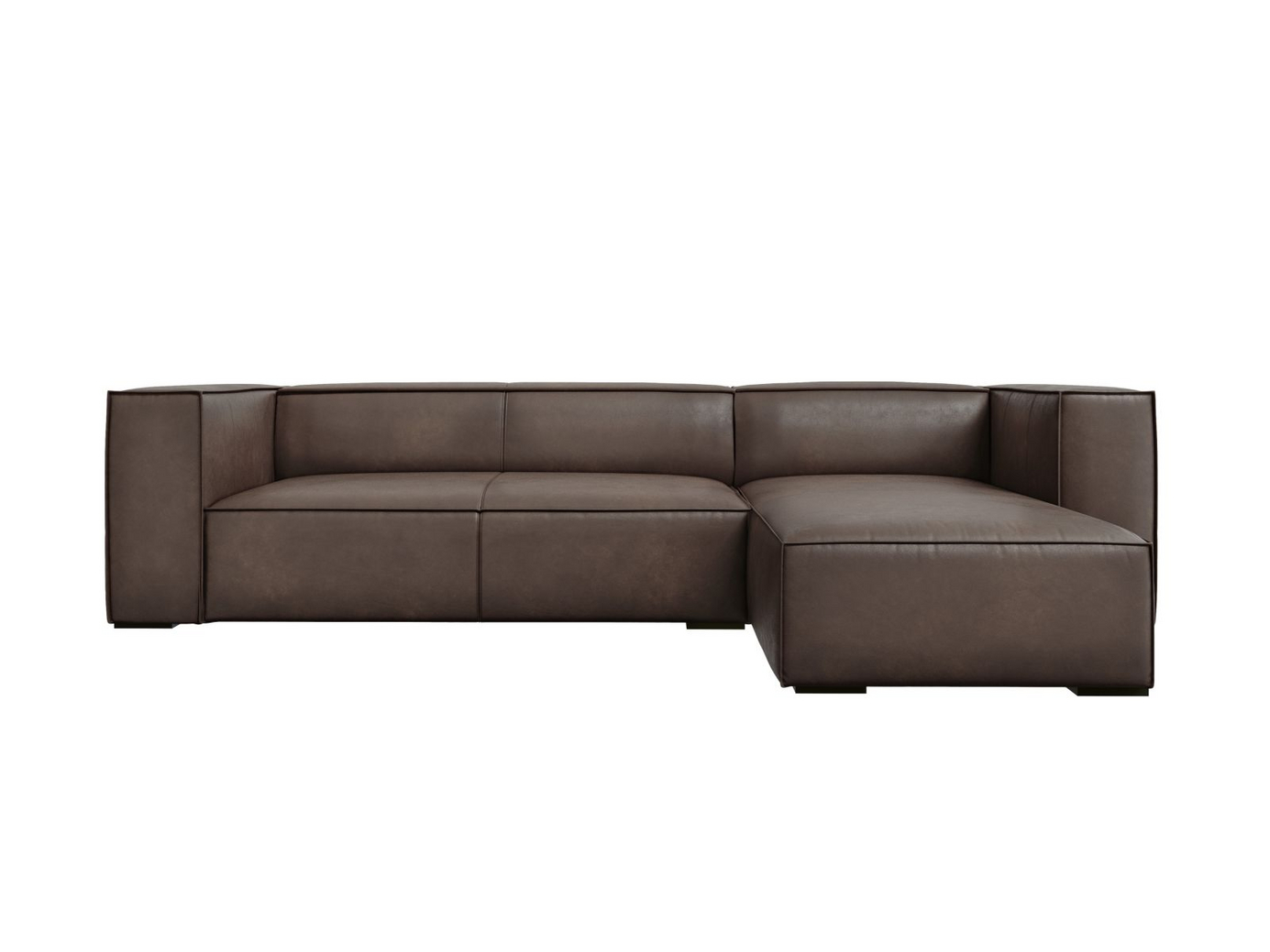 Cosmopolitan Design oikeakätinen nahka kulmasohva, "Turin", 5-istuttava, 290 × 173 × 68 cm, Granada, mustat pyökkijalat