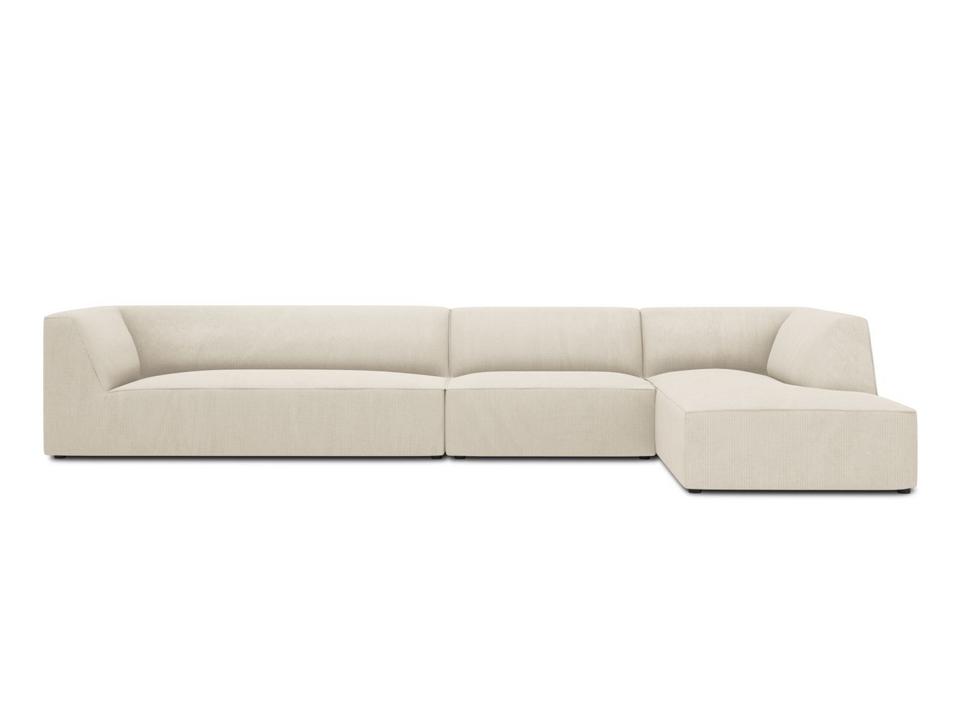 Cosmopolitan Design oikeakätinen moduulikulmasohva, "Siena", 5-istuttava, 366 × 180 × 69 cm, Scala, mustat muovijalat
