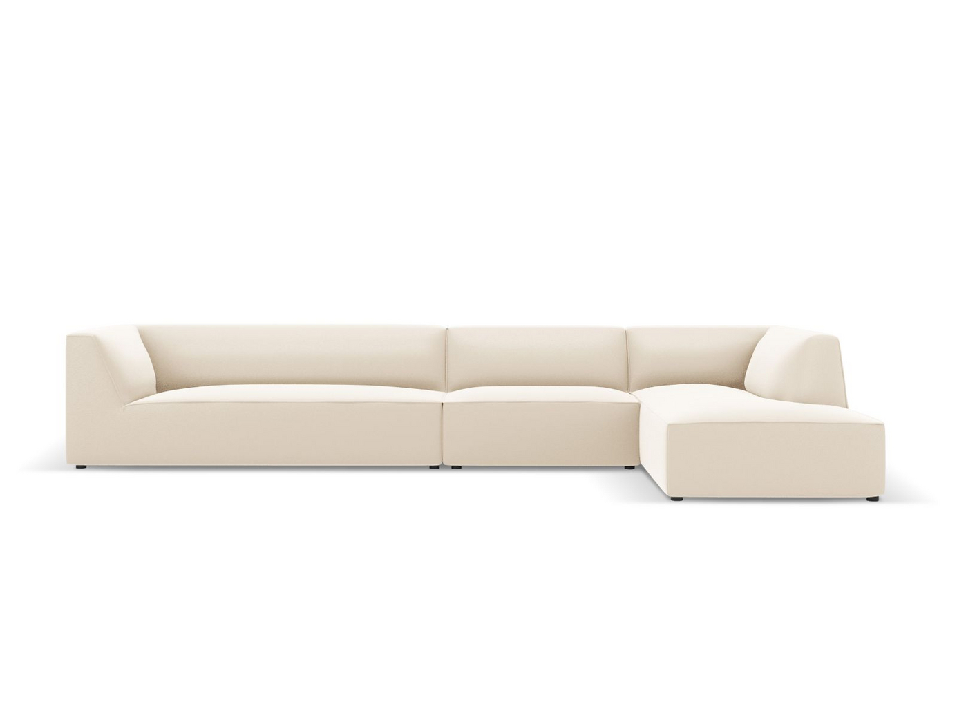 Cosmopolitan Design oikeakätinen keinonahkamoduulikulmasohva, "Siena", 5-istuttava, 366 × 180 × 69 cm, Pacifico, mustat muovijalat