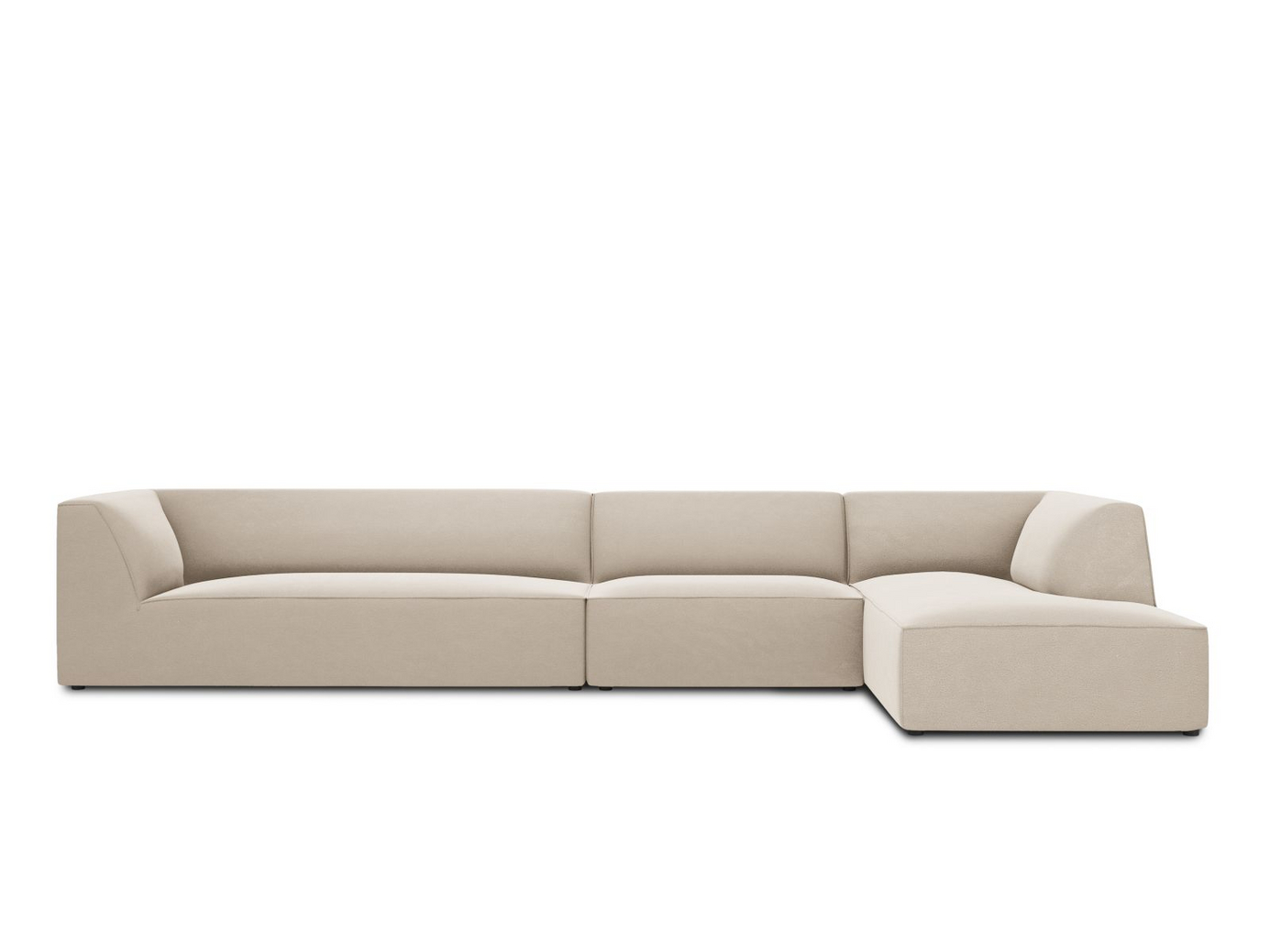 Cosmopolitan Design oikeakätinen samettimoduulikulmasohva, "Siena", 5-istuttava, 366 × 180 × 69 cm, Salvador, mustat muovijalat, Variant RC_L_44