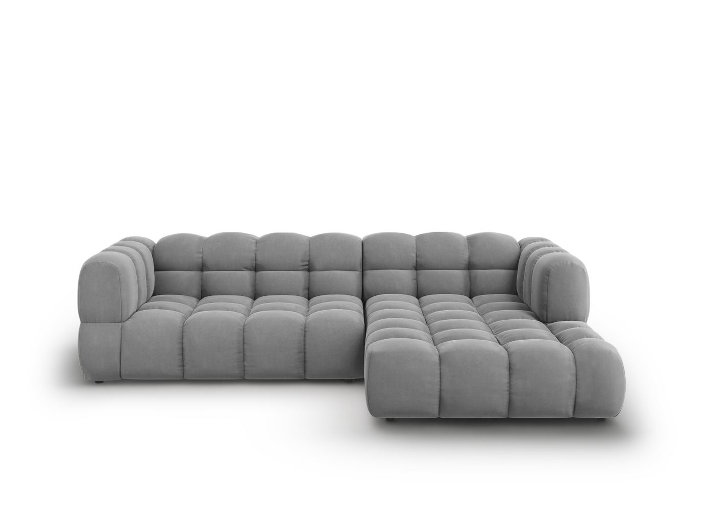 Cosmopolitan Design oikeakätinen samettimoduulikulmasohva, "Sky", 4-istuttava, 272 × 162 × 70 cm, Casino, mustat muovijalat