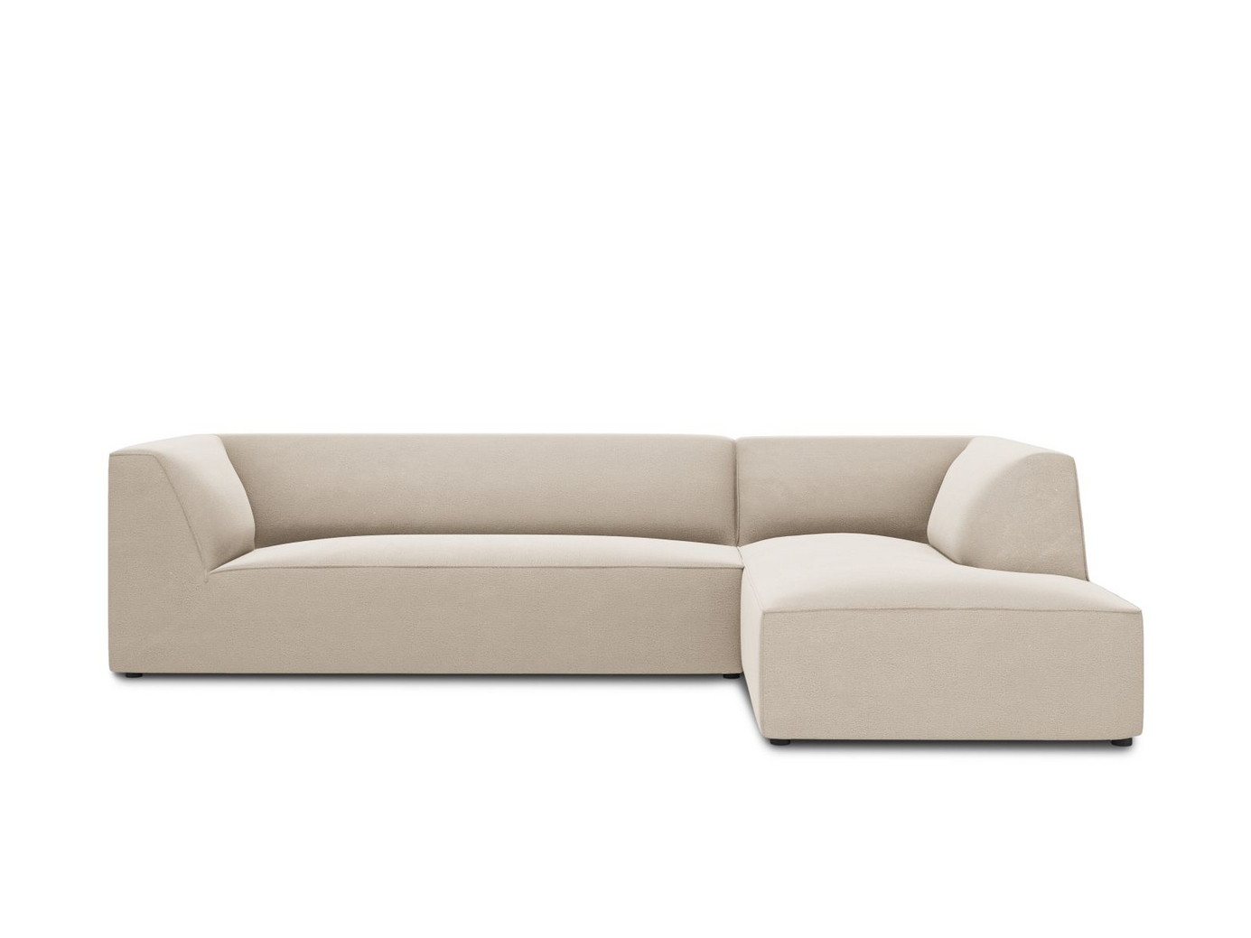Cosmopolitan Design oikeakätinen samettimoduulikulmasohva, "Siena", 4-istuttava, 273 × 180 × 69 cm, Salvador, mustat muovijalat, Variant RC_M_44