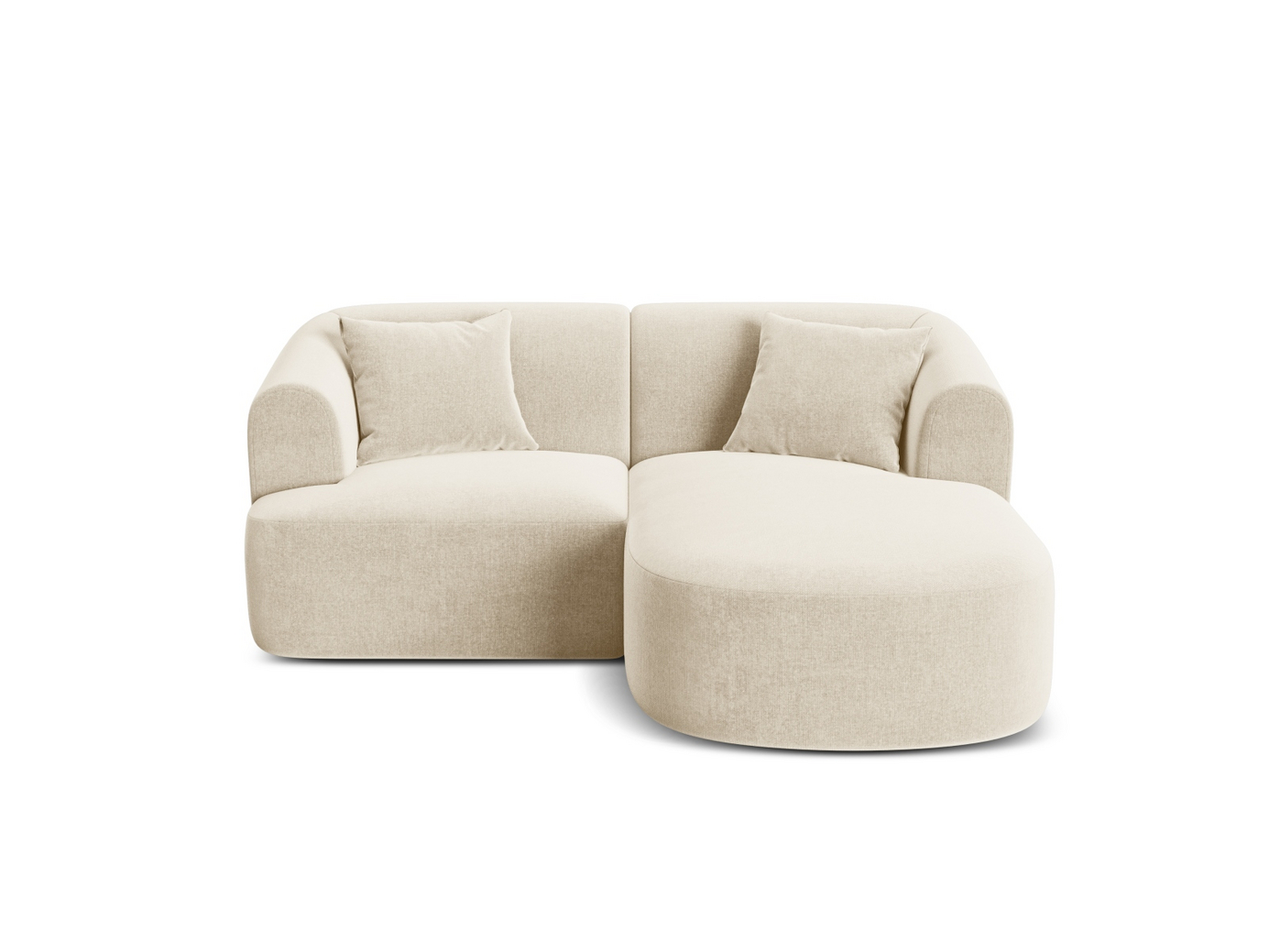 Cosmopolitan Design oikeakätinen samettimoduulikulmasohva, "Campi", 3-istuttava, 180 × 156 × 70 cm, Vogue, mustat muovijalat