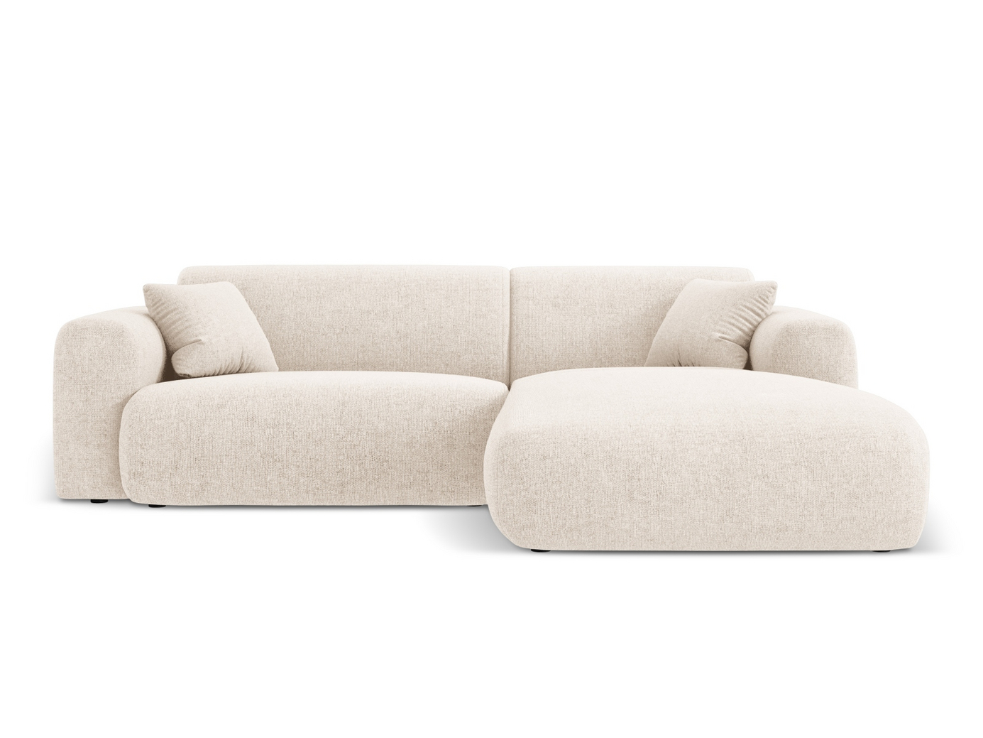 Cosmopolitan Design oikeakätinen kulmasohva, "Nolio", 4-istuttava, 235 × 170 × 72 cm, Haga, mustat muovijalat