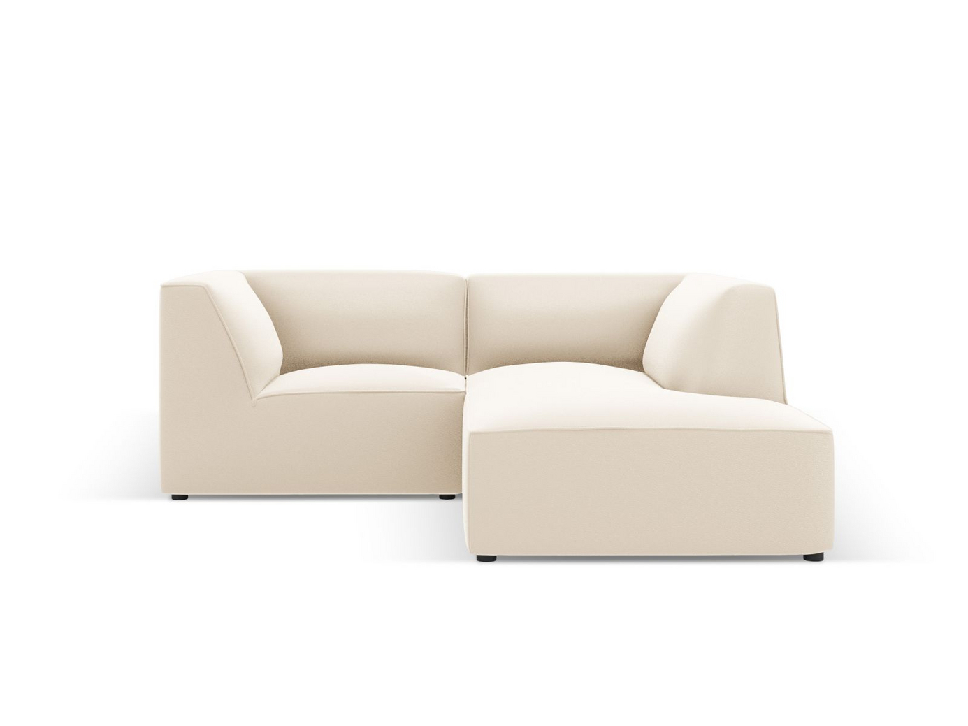 Cosmopolitan Design oikeakätinen keinonahkamoduulikulmasohva, "Siena", 3-istuttava, 186 × 180 × 69 cm, Pacifico, mustat muovijalat