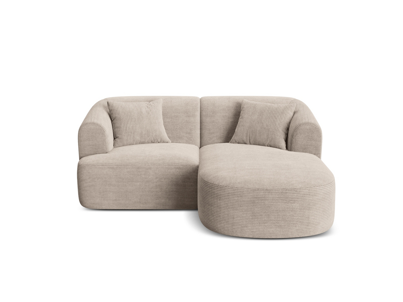 Cosmopolitan Design oikeakätinen moduulikulmasohva, "Campi", 3-istuttava, 180 × 156 × 70 cm, Lincoln, mustat muovijalat
