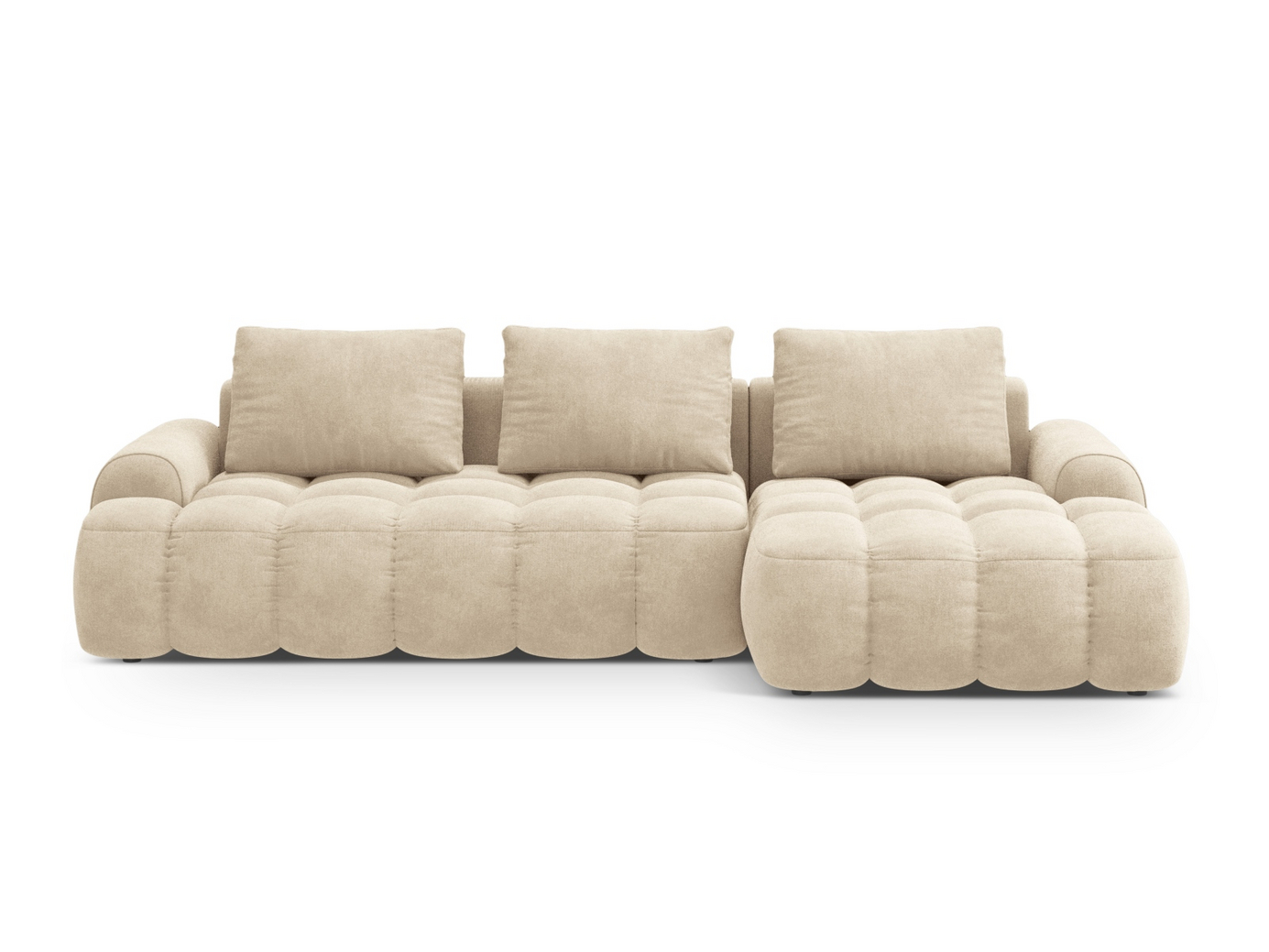 Cosmopolitan Design oikea samettikulmavuodesohva säilytystilalla, "Linz", 3-istuttava, 275 × 142 × 84 cm, Vogue, mustat muovijalat, Variant RCF_120