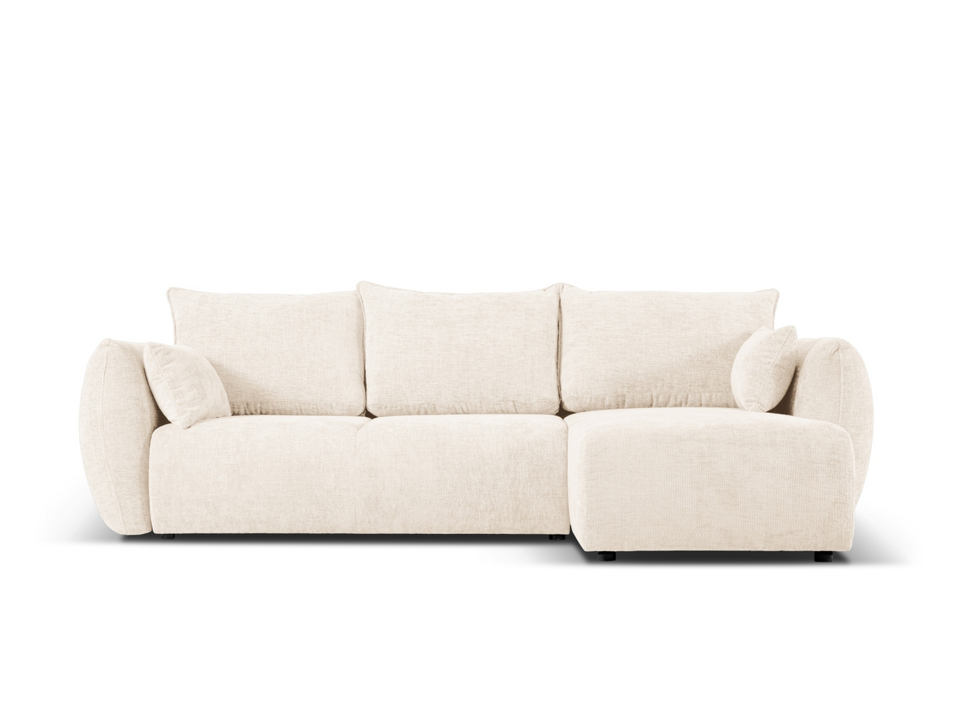 Cosmopolitan Design oikeakätinen kulmavuodesohva säilytystilalla, "Matera", 4-istuttava, 253 × 173 × 86 cm, Haga, mustat muovijalat