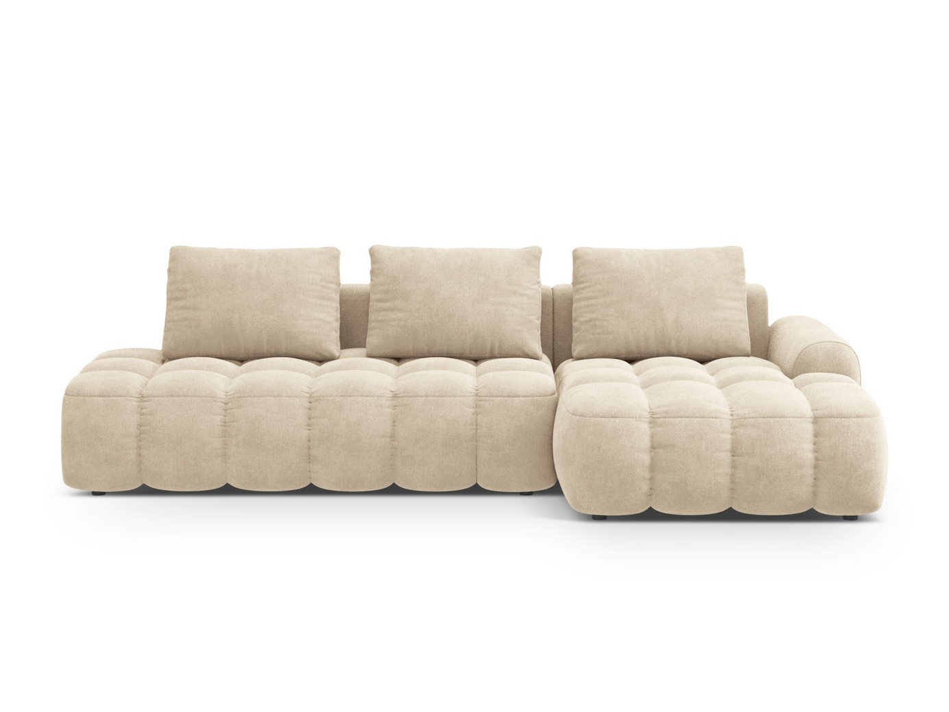 Cosmopolitan Design oikea samettikulmavuodesohva säilytystilalla, "Linz", 3-istuttava, 275 × 142 × 84 cm, Vogue, mustat muovijalat, Variant RCFO_120