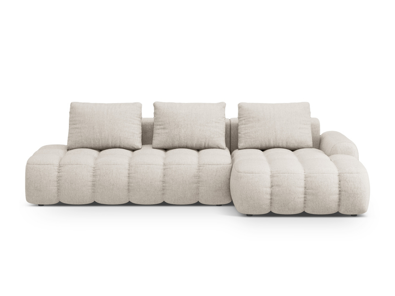 Cosmopolitan Design oikeakätinen kulmavuodesohva säilytystilalla, "Linz", 3-istuttava, 275 × 142 × 84 cm, Sorella, mustat muovijalat, Variant RCFO_193