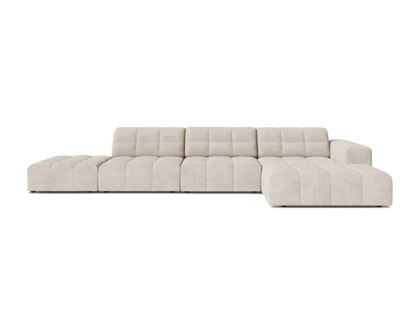 Cosmopolitan Design oikeakätinen kulmasohva, "Chicago", 5-istuttava, 348 × 167 × 78 cm, Eden 10, mustat muovijalat