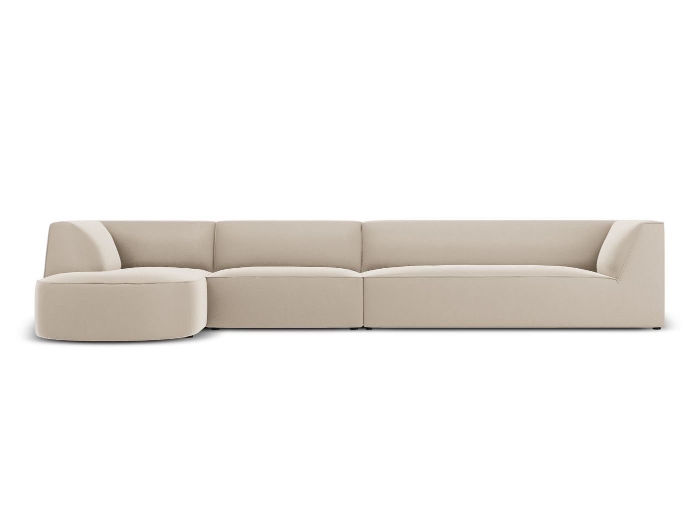 Cosmopolitan Design vasenkätinen samettimoduulikulmasohva, "Siena", 5-istuttava, 366 × 180 × 69 cm, Salvador, mustat muovijalat, Variant RLC_L_44