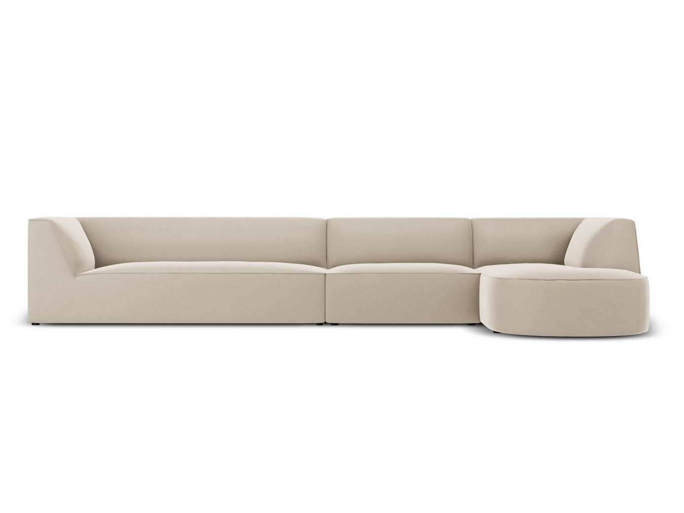 Cosmopolitan Design oikeakätinen samettimoduulikulmasohva, "Siena", 5-istuttava, 366 × 180 × 69 cm, Salvador, mustat muovijalat, Variant RRC_L_44